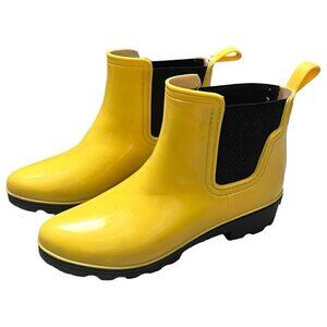 Seven 7 Yellow Waterproof Rubber Designer Ankle Rain Boots Womens 10 US